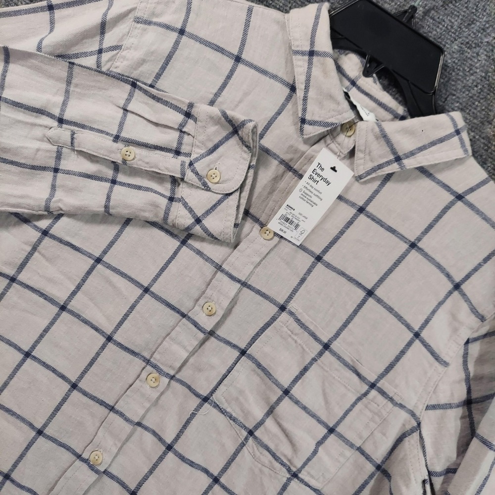 Sonoma Shirt Womens Large Gray Plaid Button Up Long Sleeve Cotton Top NEW